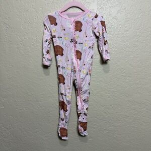 Kickee Pants Girls Bamboo 2 Way Zipper Violet Forest Party Forest Animal 6/9 Mo